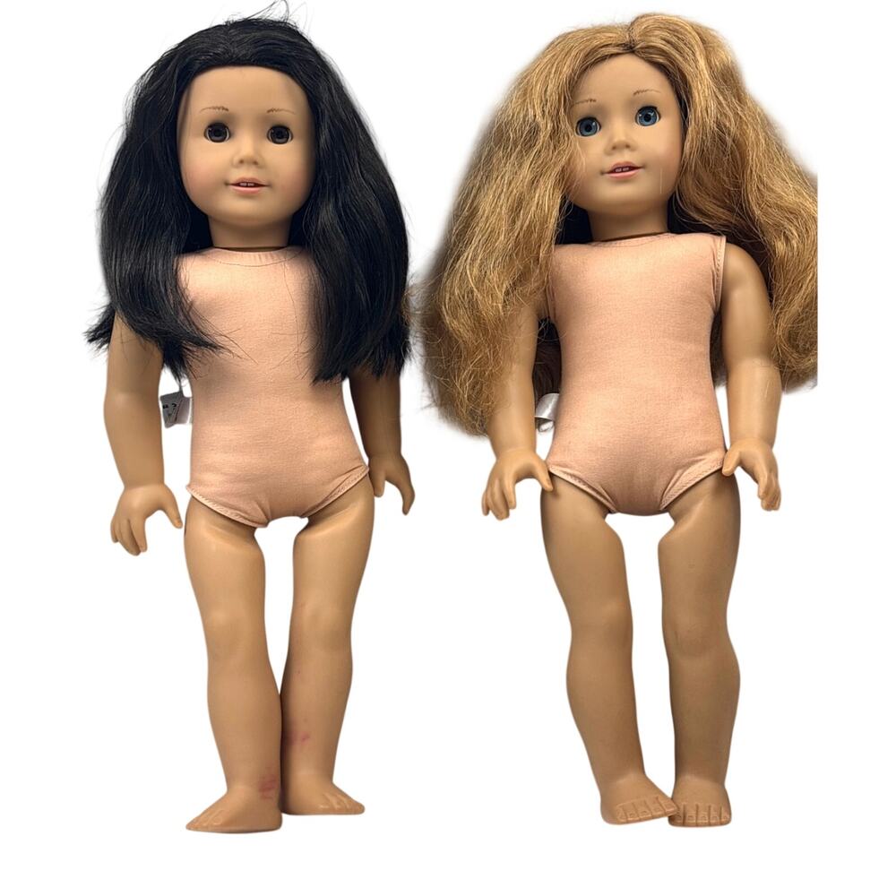 American Girl Dolls Set of Two Strawberry Blonde and Dark Haired Doll Circa 2014
